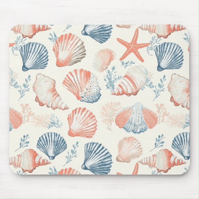 Rustic Coastal - Seashells, Starfish, Reef (23) Mouse Pad (Front)