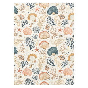 Rustic Coastal - Seashells, Starfish, Reef (24) Tablecloth