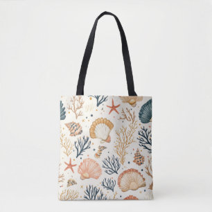 Rustic Coastal - Seashells, Starfish, Reef (24) Tote Bag