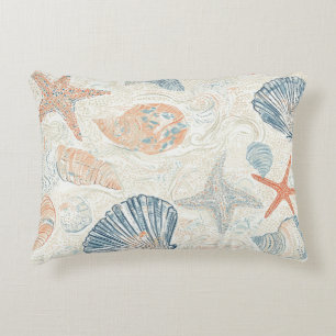 Rustic Coastal - Seashells, Starfish, Reef (25) Accent Pillow