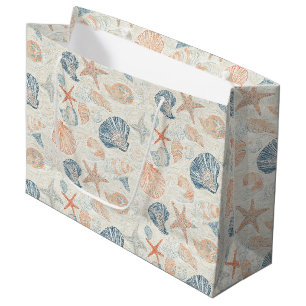 Rustic Coastal - Seashells, Starfish, Reef (25) Large Gift Bag