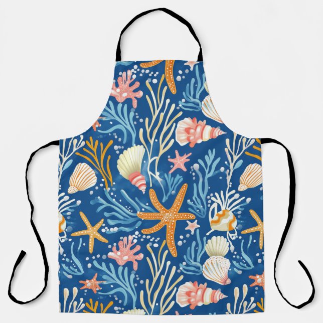 Rustic Coastal - Seashells, Starfish, Reef (26) Apron (Front)