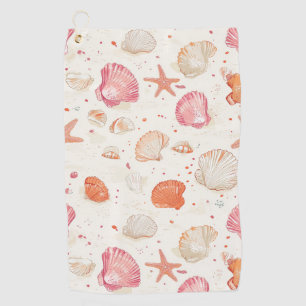 Rustic Coastal - Seashells, Starfish, Reef (28) Golf Towel