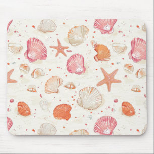 Rustic Coastal - Seashells, Starfish, Reef (28) Mouse Pad