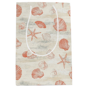 Rustic Coastal - Seashells, Starfish, Reef (29) Medium Gift Bag
