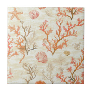 Rustic Coastal - Seashells, Starfish, Reef (2) Tile