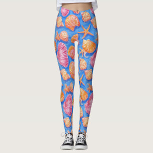 Rustic Coastal - Seashells, Starfish, Reef (30) Leggings