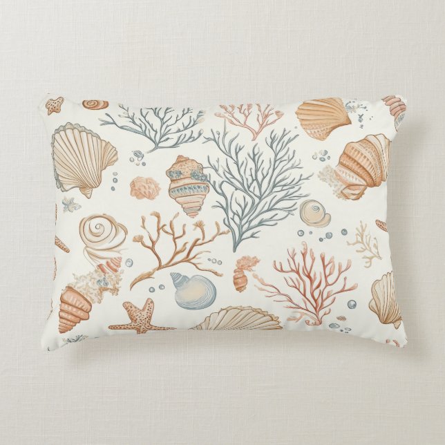 Rustic Coastal - Seashells, Starfish, Reef (32) Accent Pillow (Front)