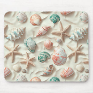 Rustic Coastal - Seashells, Starfish, Reef (33) Mouse Pad