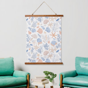 Rustic Coastal - Seashells, Starfish, Reef (34) Hanging Tapestry