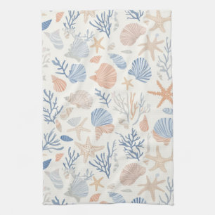 Rustic Coastal - Seashells, Starfish, Reef (34) Kitchen Towel