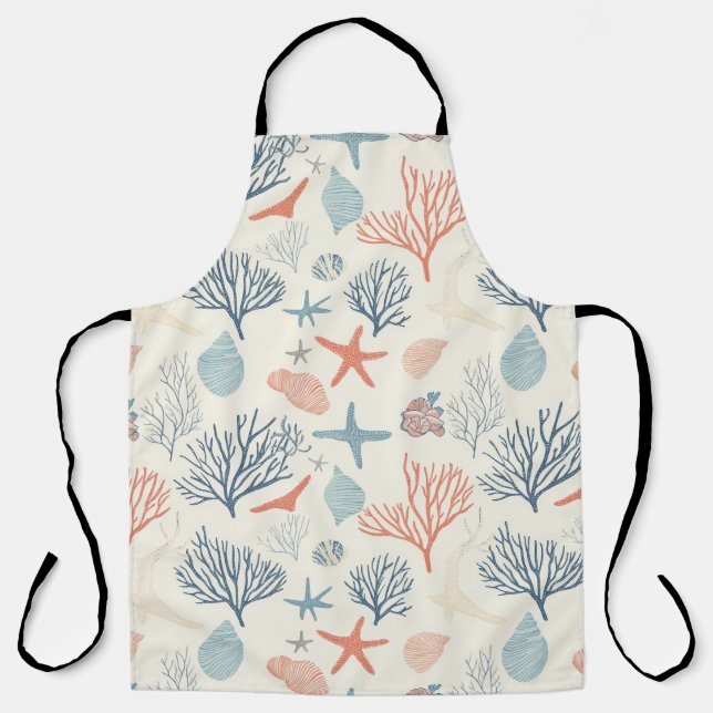Rustic Coastal - Seashells, Starfish, Reef (35) Apron (Front)