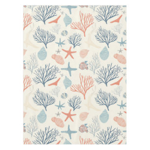 Rustic Coastal - Seashells, Starfish, Reef (35) Tablecloth