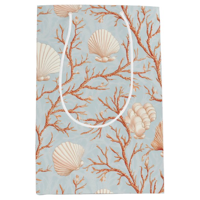 Rustic Coastal - Seashells, Starfish, Reef (36) Medium Gift Bag (Front)