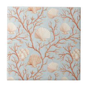 Rustic Coastal - Seashells, Starfish, Reef (36) Tile