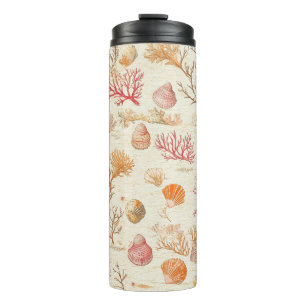 Rustic Coastal - Seashells, Starfish, Reef (5) Thermal Tumbler