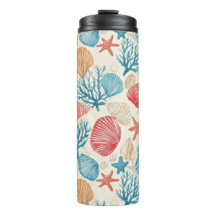 Rustic Coastal - Seashells, Starfish, Reef (7) Thermal Tumbler