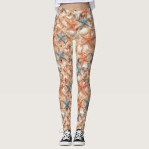 Rustic Coastal - Seashells, Starfish, Reef (8) Leggings