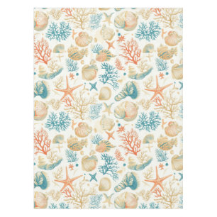 Rustic Coastal - Seashells, Starfish, Reef (9) Tablecloth