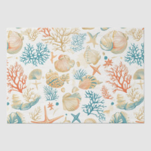 Rustic Coastal - Seashells, Starfish, Reef (9) Tissue Paper