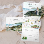 Rustic Coastal Seaside Ocean Wedding Tri-Fold Invitation<br><div class="desc">Set the tone for an exciting wedding weekend with a custom itinerary invitation. This "roomy" invitation is a great way to give your guests additional information on the wedding. These cards can list the festivities surrounding your wedding weekend, such as welcome cocktails, after-parties, and morning after brunches. If you’re planning...</div>