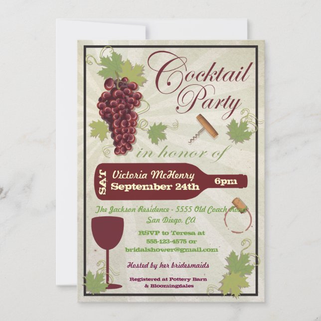 Rustic Cocktail Party Invitations (Front)
