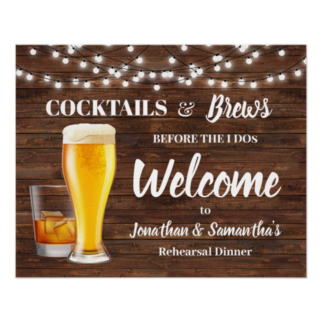 Rustic Cocktails & Brews Before I do Rehearsal Poster (Front)