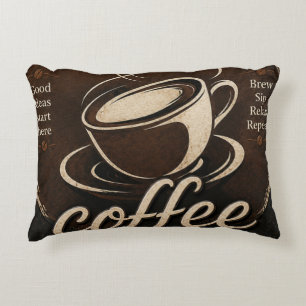 Rustic Coffee Bar Decor Gift Accent Pillow