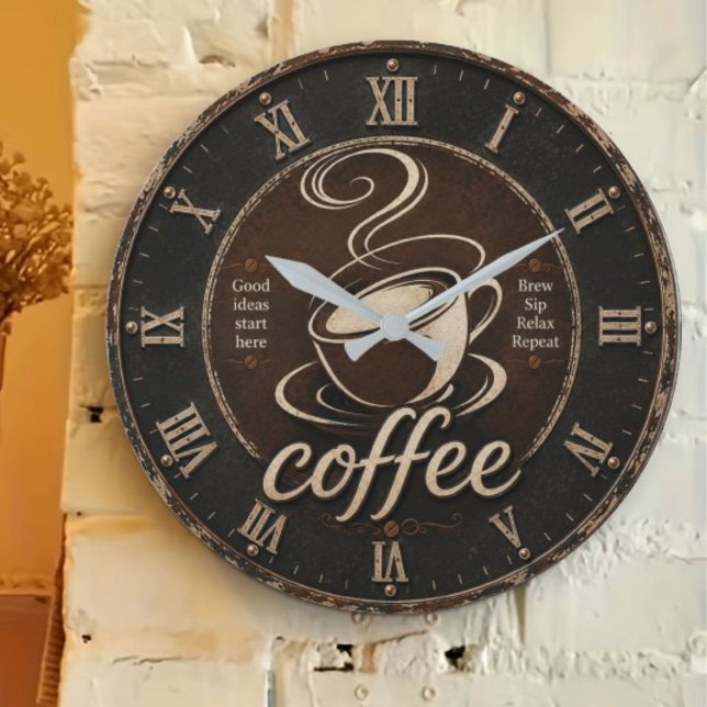 Rustic Coffee Bar Decor Gift Large Clock (Creator Uploaded)