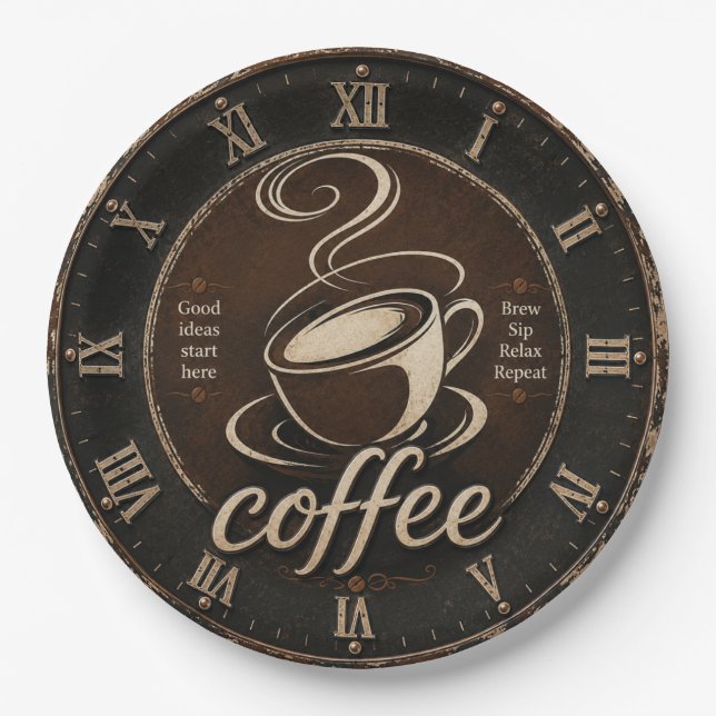 Rustic Coffee Bar Decor Gift Paper Plate (Front)