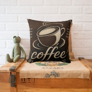 Rustic Coffee Bar Decor Gift Throw Pillow