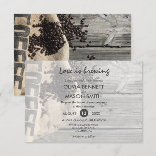 Rustic Coffee Bean-Love brasse une carte Mariage