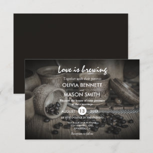 Rustic Coffee Bean-Love is Brewing Wedding Card