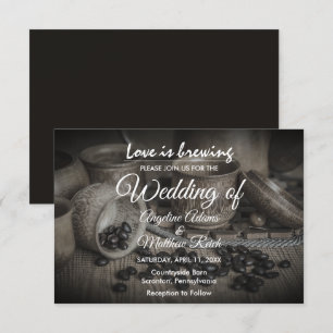 Rustic Coffee Bean-Love is Brewing Wedding Card
