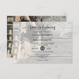 Rustic Coffee Bean-Love is Brewing Wedding Card