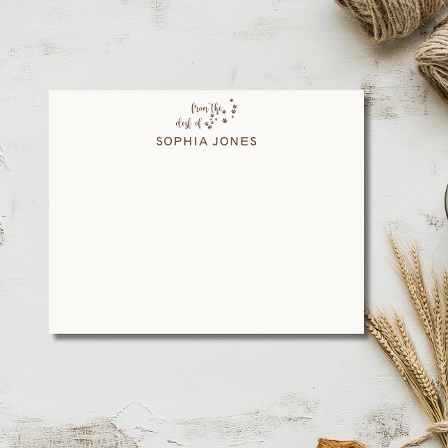 Rustic Coffee Brown Paw Stationery Note Card (Creator Uploaded)
