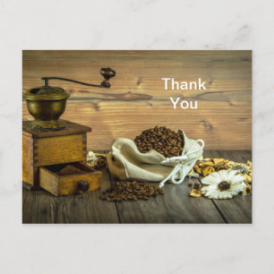 Rustic Coffee Grinder Photo Thank You Postcard