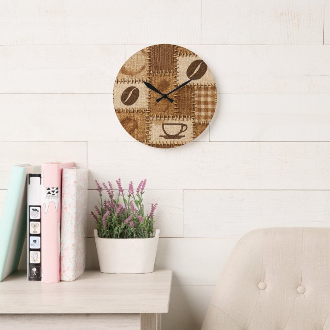 Rustic Coffee Patchwork Wall Clock (Reading Room)