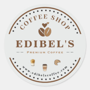 Rustic Coffee Shop Custom Logo Business Branding  Classic Round Sticker