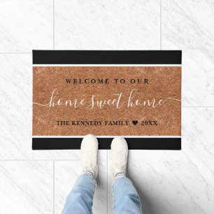 Rustic Coir Family Name Home Sweet Home Welcome Doormat