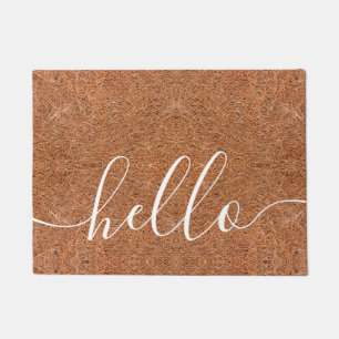 Rustic Coir Script Hello Doormat