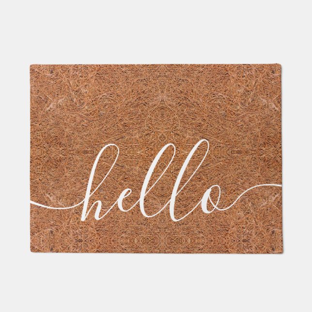 Rustic Coir Script Hello Doormat (Front)