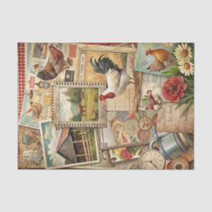 Rustic Collage Barn and Country Ephemera Crafting Tissue Paper