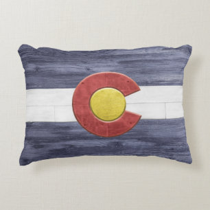 Rustic Colorado Flag Accent Pillow