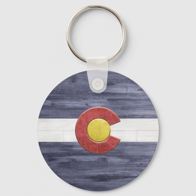Rustic Colorado Flag Keychain (Front)
