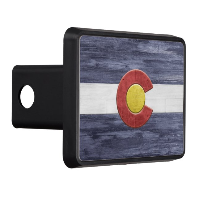 Rustic Colorado Flag Trailer Hitch Cover (Right)