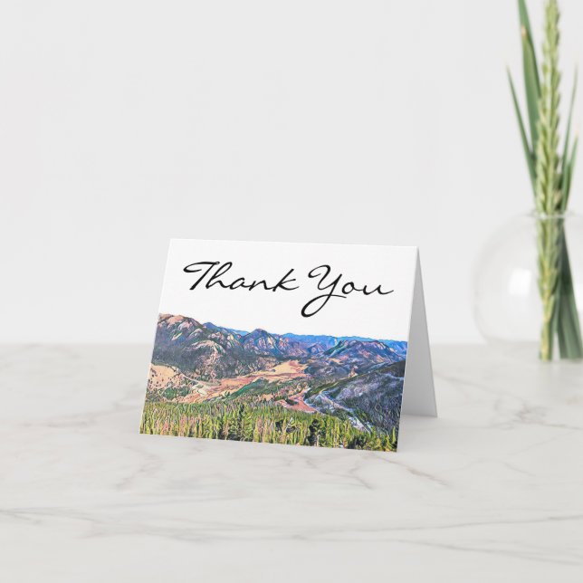 Rustic Colorado Mountains Thank You Card (Front)