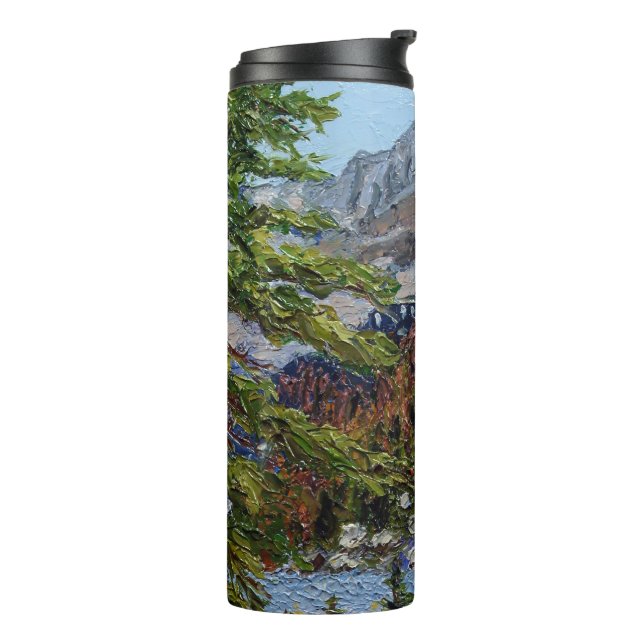 Rustic Colorado Rocky Mountain Lake Scene Thermal Tumbler (Rotated Left)