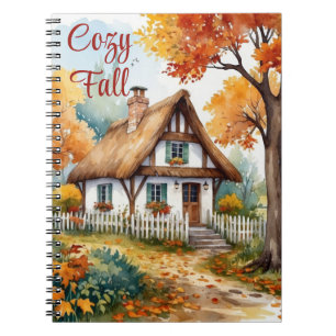 Rustic Colourful Autumn Cottage Trees Landscape Notebook