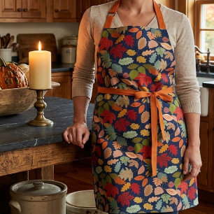 Rustic Colourful Autumn Leaves Seamless Pattern Apron